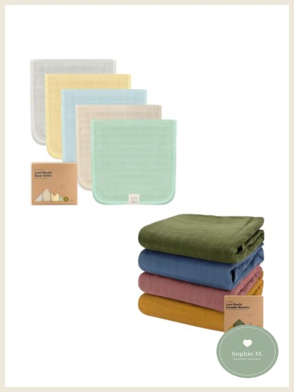 5-Pack Muslin Burp Cloths & 4-Pack Swaddle Blankets Set